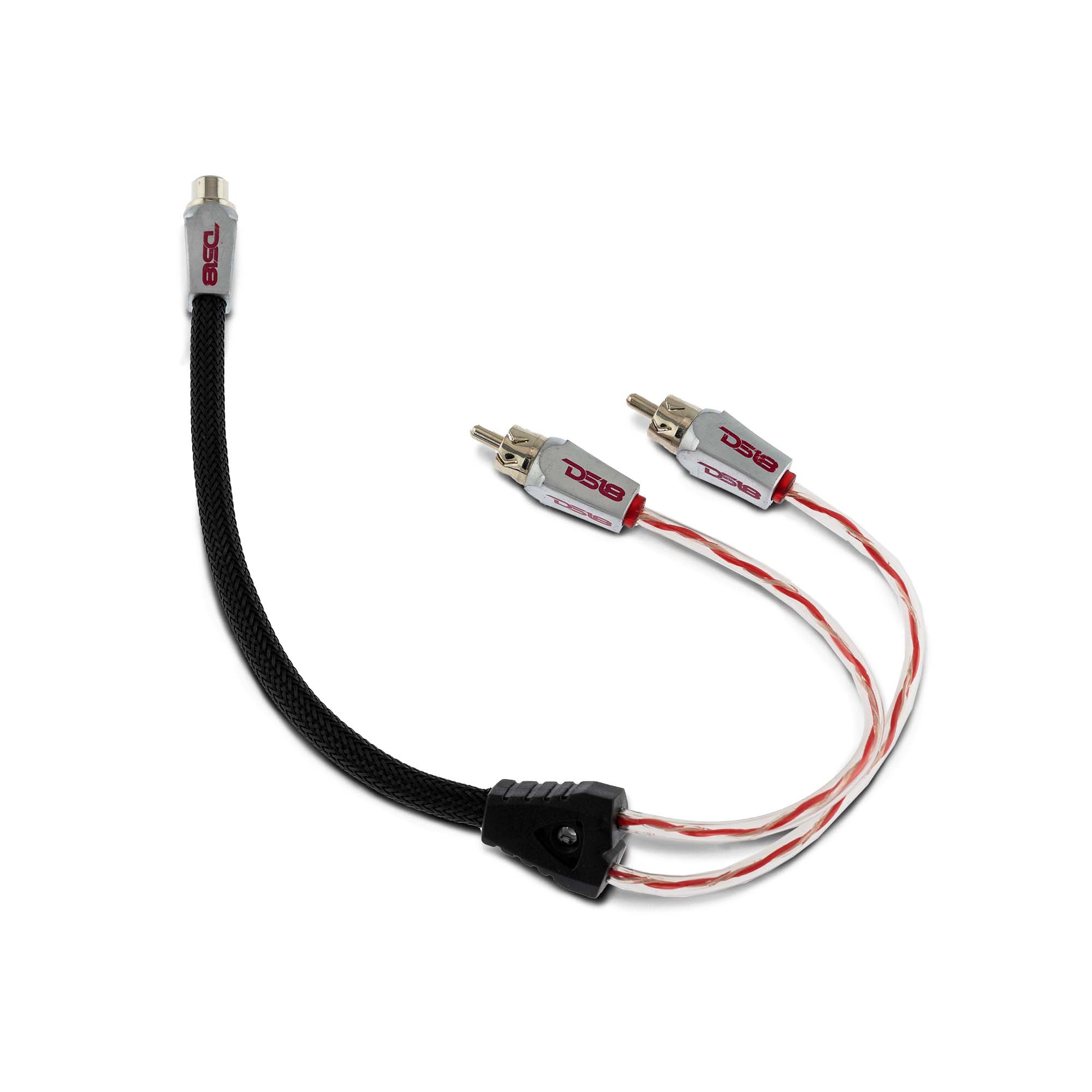 Premium Level 3 RCA Y Splitter Cable - 100% Oxygen-Free Copper (OFC) - 1 Female to 2 Male Connectors - Black & Red - for Home Theater, Car Audio & DJ Equipment