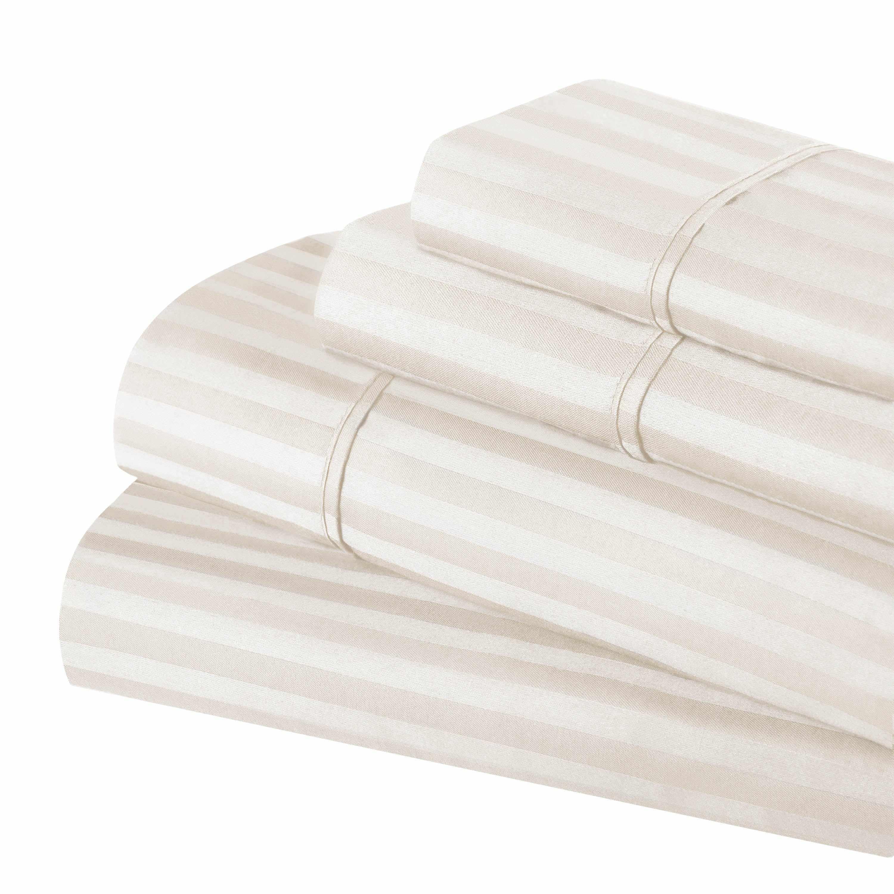 Premium 100% Egyptian Cotton 300 Thread Count Sheet Set - Deep Pocket Fitted, Flat Sheet & Pillowcases - Soft Breathable Bedding for Luxury Hotels & Home Use