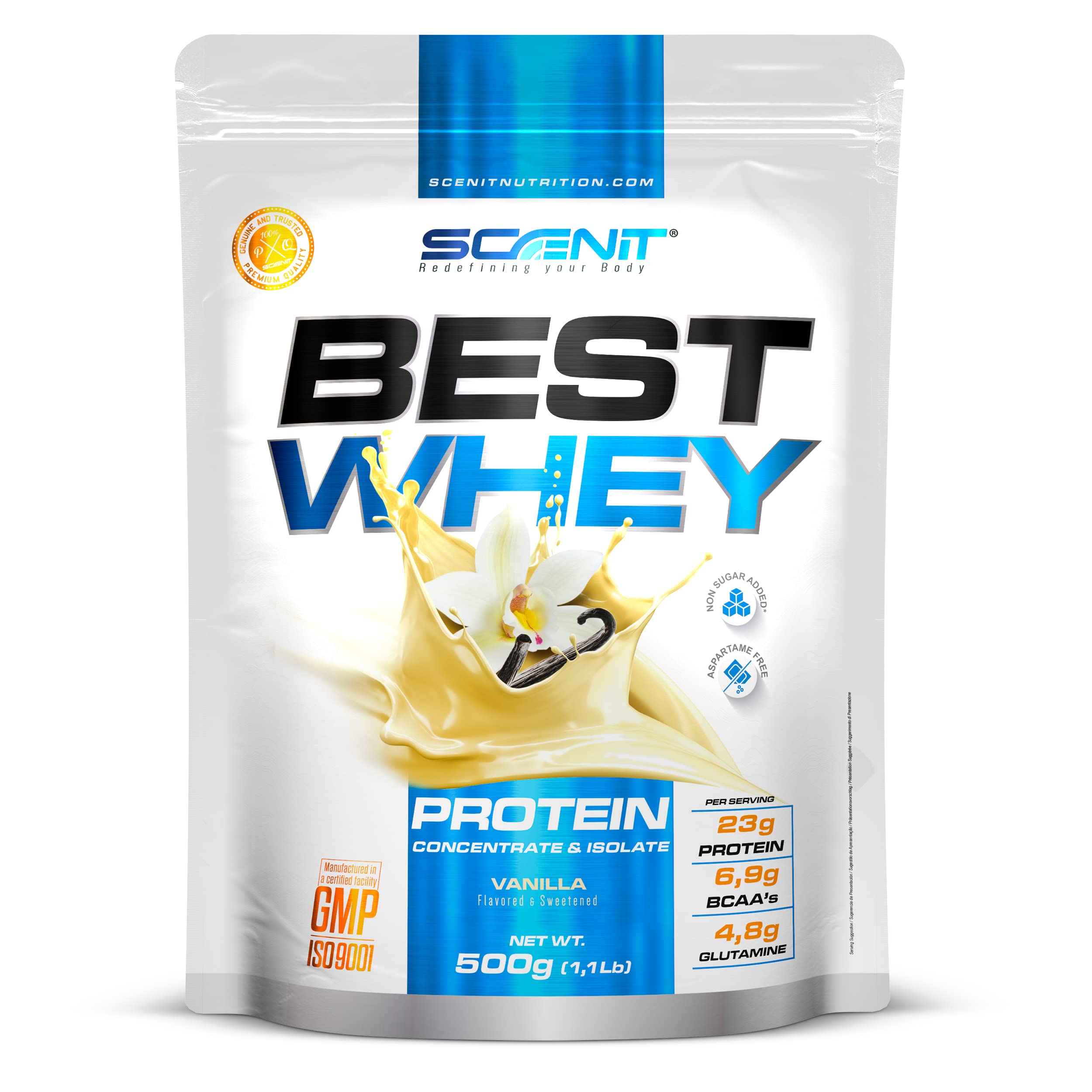 Premium Whey Protein Powder - Best Isolate & Concentrate Blend for Muscle Growth & Recovery - 500g Vanilla Flavor - Ideal for Post-Workout, Weight Training & Fitness Enthusiasts