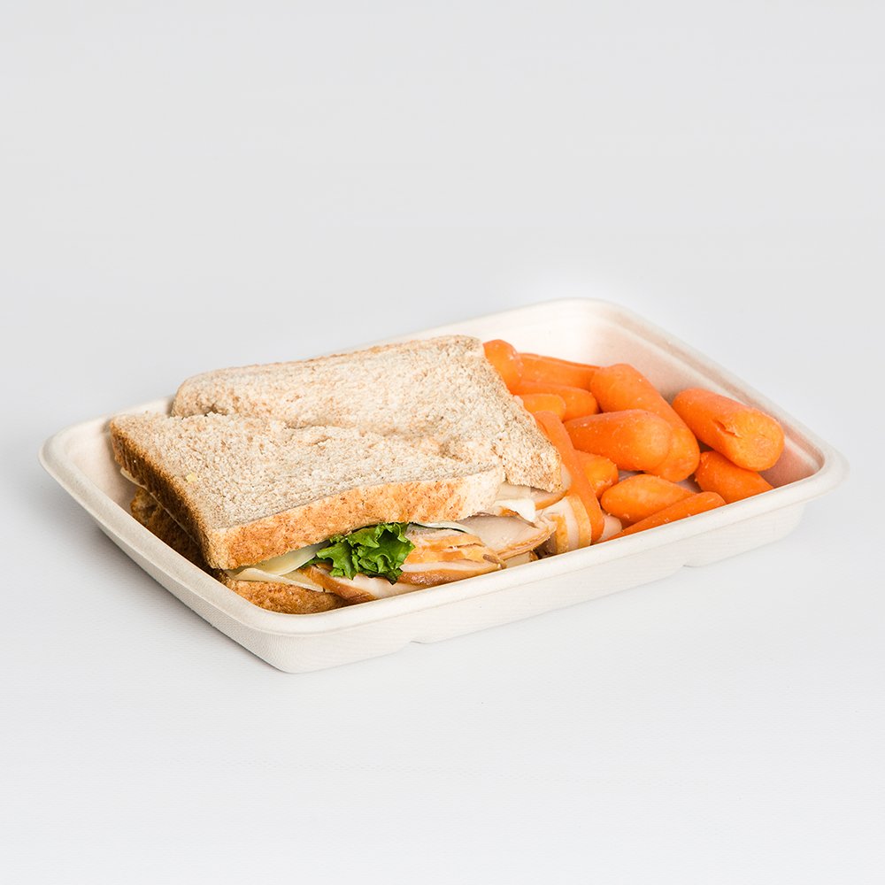 Eco-Friendly 20 oz. Natural Pulp Fiber Shallow Rectangle Food Containers - 300 Pack | Biodegradable Takeout Boxes for Restaurants, Catering & Meal Prep
