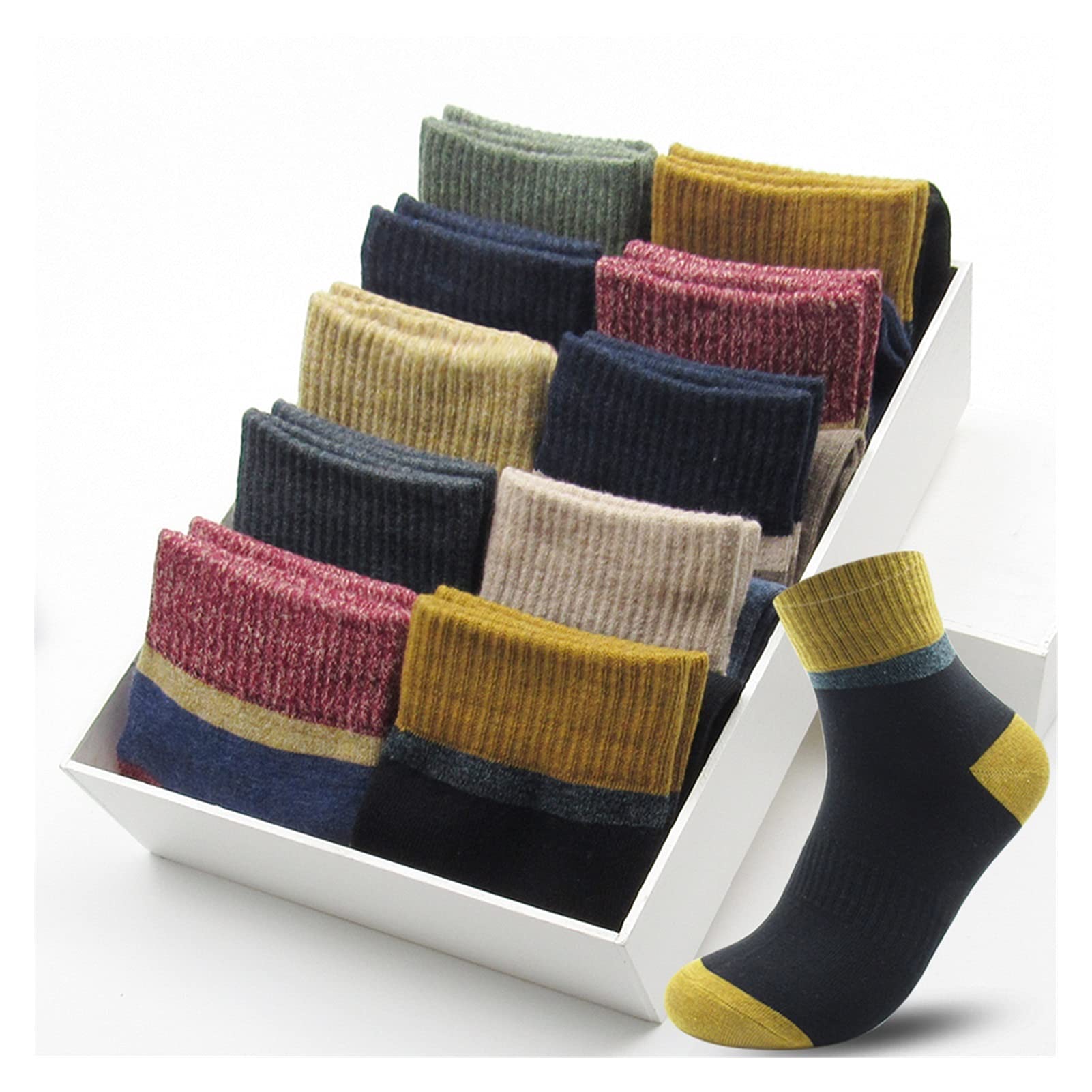 ZSQAW Men's Cotton Casual Socks - Soft & Warm Winter Socks for Daily Wear, Hiking, and Gifts (Size 39-44, Multiple Colors) - Perfect for Office, Travel & Outdoor Activities