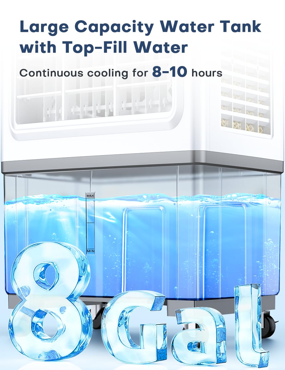 BALKO 2100CFM Portable Evaporative Air Cooler - Windowless Air Conditioner for Rooms Up to 700 Sq.ft - 3 Speed Swamp Cooler with 7H Timer & Remote - Ideal for Bedroom, Garage, Patio, Office & Outdoor Use