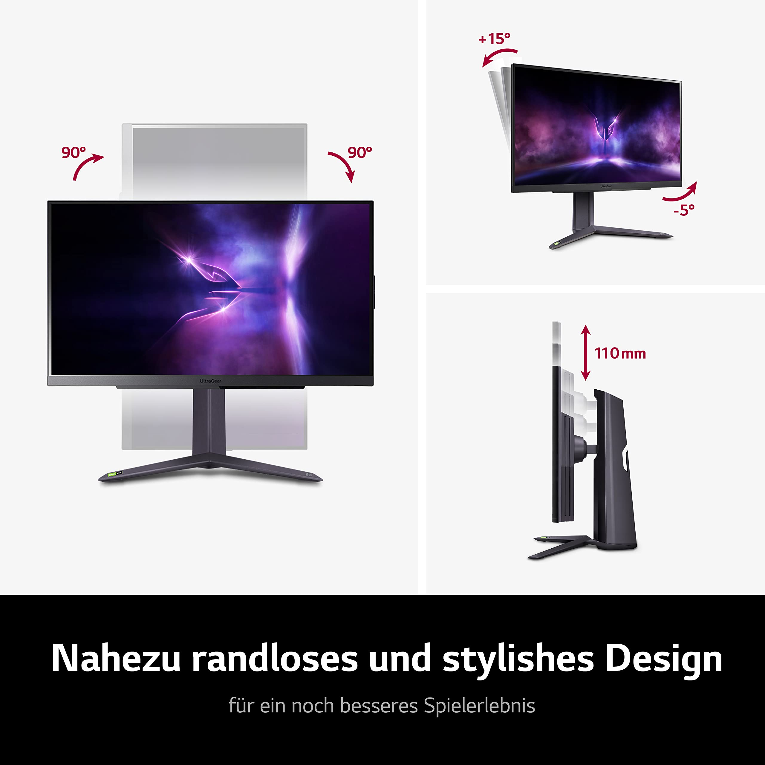 LG 27GS75QX-B UltraGear QHD 27-inch Gaming Monitor - 2560x1440 IPS Display, 1ms Response, 180Hz Refresh Rate, HDR10, NVIDIA G-Sync & AMD FreeSync Compatible - Perfect for Esports, FPS Gaming & Home Office Setup