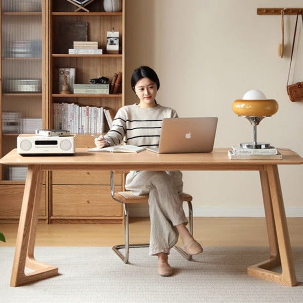 Premium Solid Oak Wood Large Office Desk - Spacious Workstation for Home & Business Use - Ideal for Writing, Studying & Remote Work