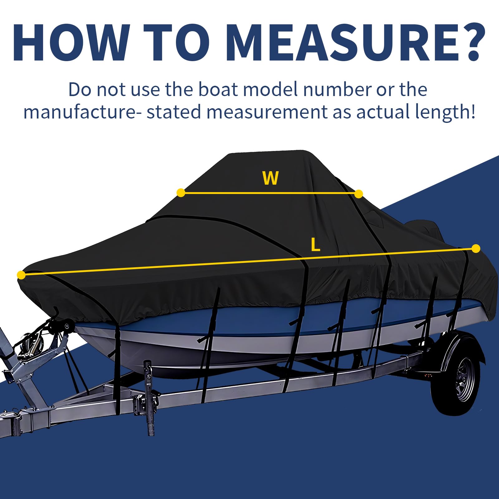 Tuszom True 900D Heavy-Duty Waterproof Boat Cover for Center Console Boats 20'-22' - 100% Waterproof, Tear-Resistant, Trailerable with 13-19 Windproof Straps & Motor Protection (Black, Fits up to 106