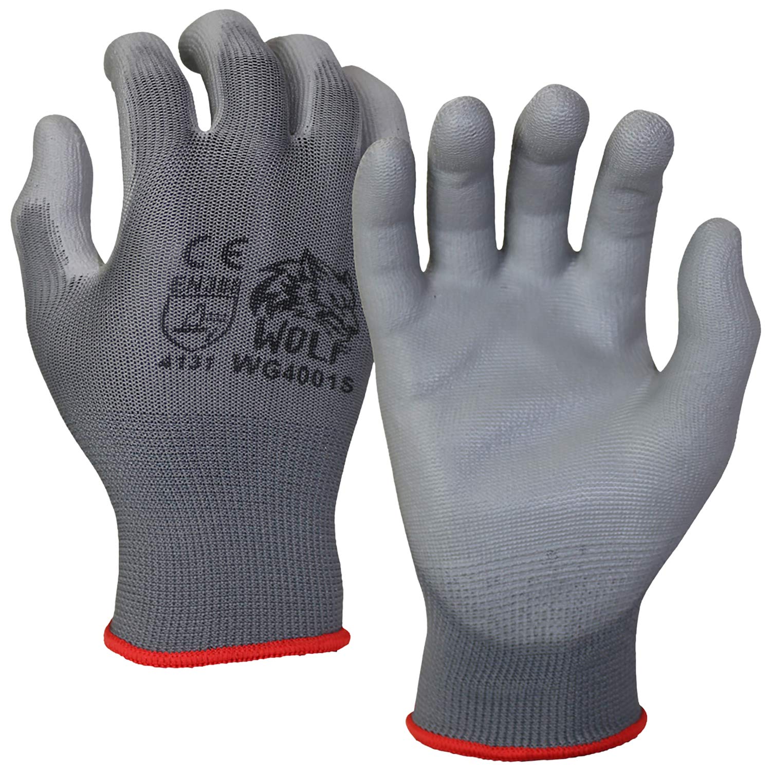 Durable WOLF Polyurethane Palm Coated Nylon Work Gloves - Heavy Duty for Construction, Mechanics, Warehouse & Yard Work - Perfect for Gardening, Landscaping & DIY Projects