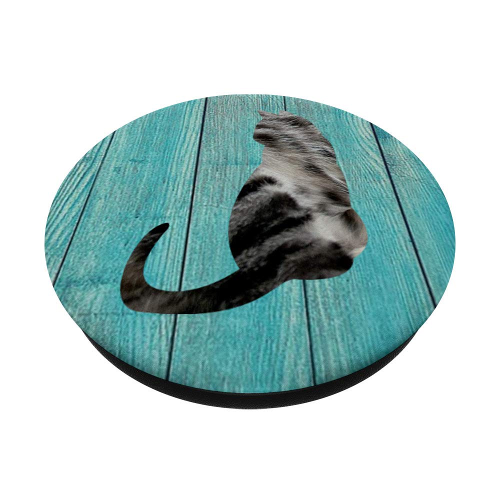 Adorable Tabby Cat Phone Stand Holder - Blue Cute Kitty Design for iPhone & Android - Perfect for Desk, Office, and Home Decor
