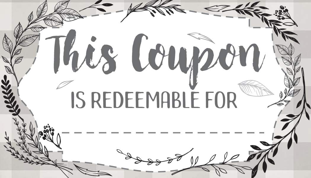 50 Blank Botanical Coupon Cards - Double-Sided Voucher Gift Cards for Small Businesses & Restaurants