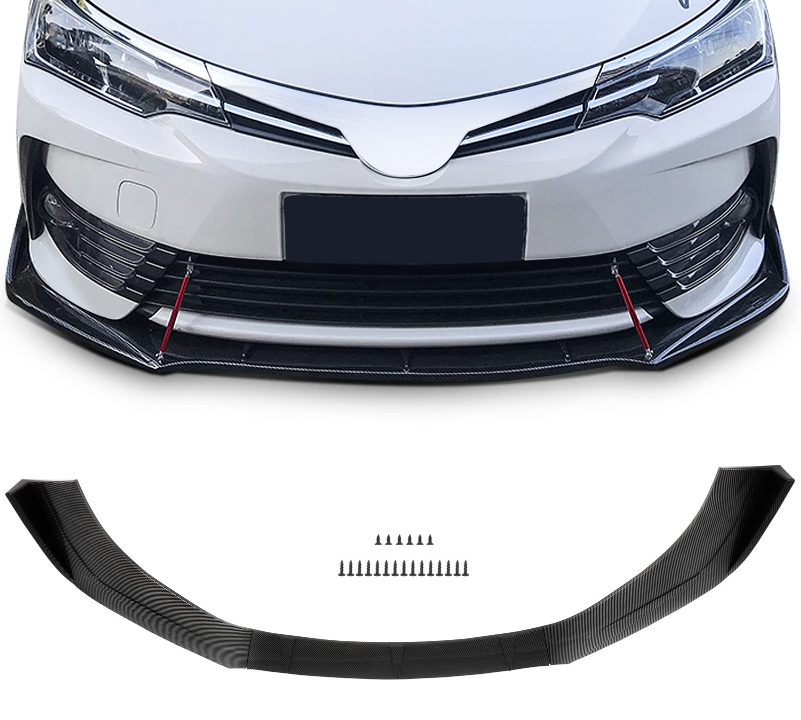 SCITOO Carbon Fiber Style Universal Front Bumper Lip Spoiler for Cars - Enhance Vehicle Aerodynamics & Sporty Look - Perfect for Street Racing, Car Shows & Daily Driving