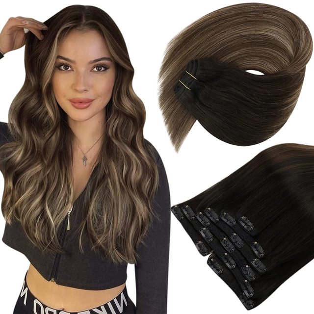 Double Wefted Clip-In Human Hair Extensions - 7pcs 105g for Natural Volume & Length | Perfect for Daily Styling, Parties & Special Occasions