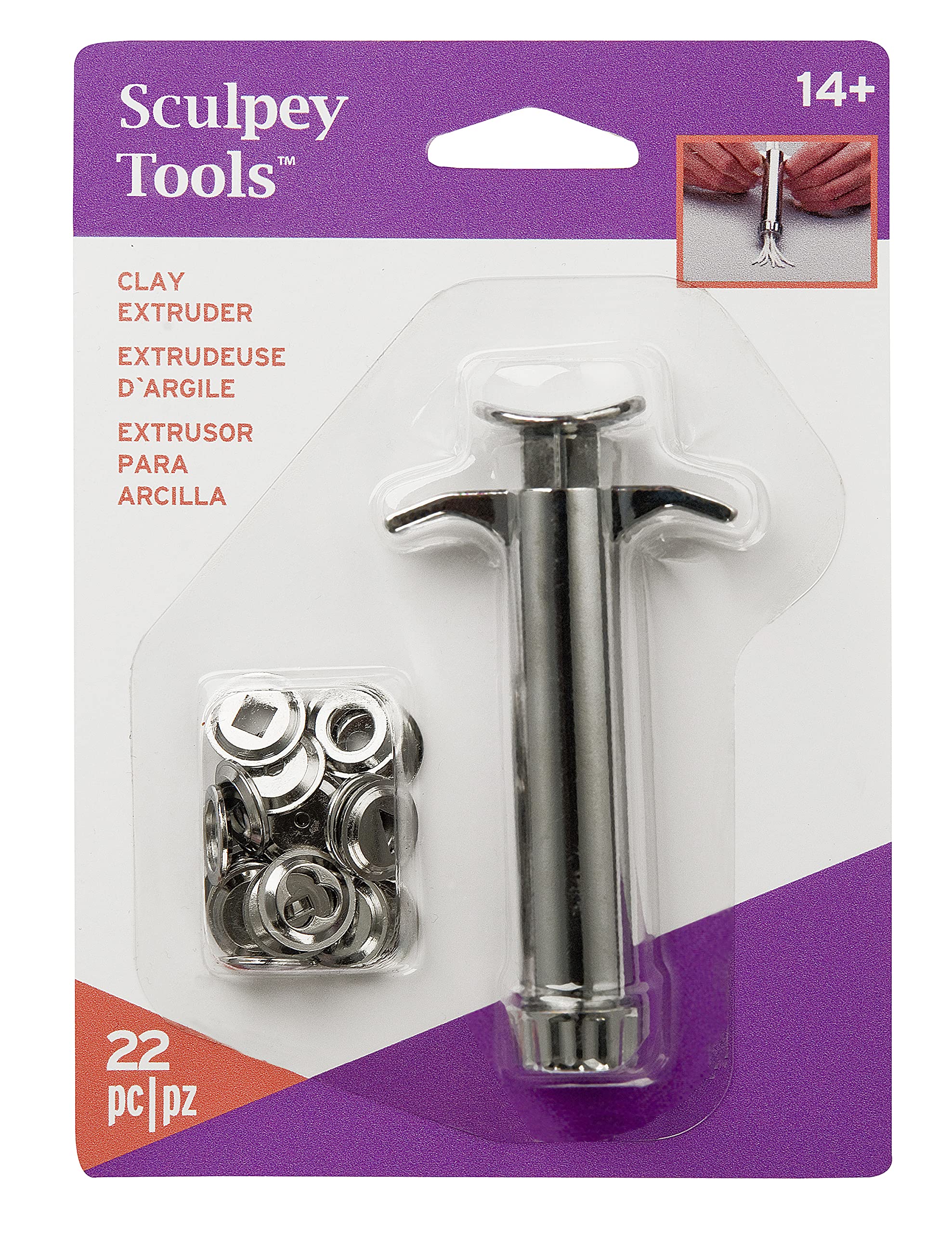 Sculpey Tools Clay Extruder 20-Piece Set - Die Cast Steel Construction for Polymer Oven-Bake Clay - Perfect for DIY Crafts, Jewelry Making & Home Decor Projects - Ideal for Beginners to Advanced Artists