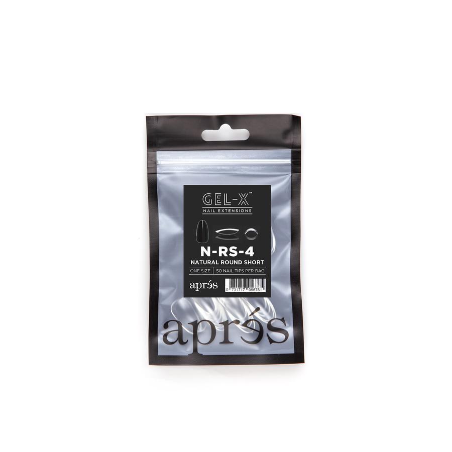 Apres Gel X Refill Bags - Natural Round Short Size 4 (50 Pcs) - Professional Nail Extension Kit for Salon & Home Manicure