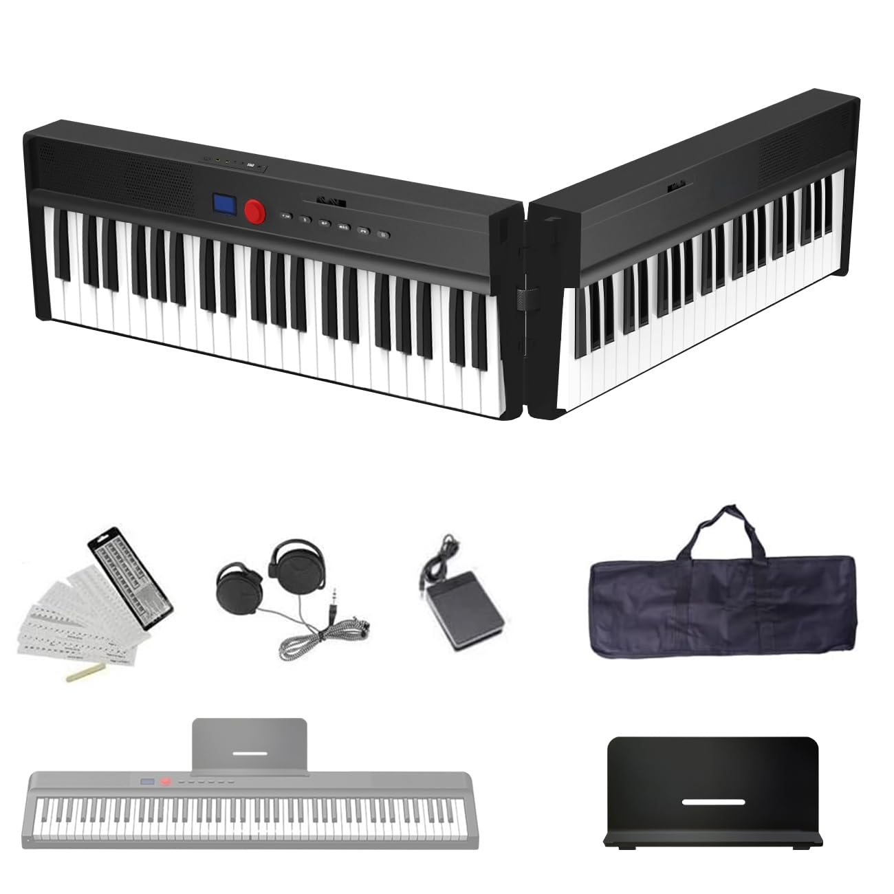 88-Key Foldable Digital Piano Keyboard - Portable Electric Piano with Semi-Weighted Keys, Headphone Jack, Sustain Pedal & Carry Case - Perfect for Beginners, Travel & Home Practice (Enhanced Sound Quality)