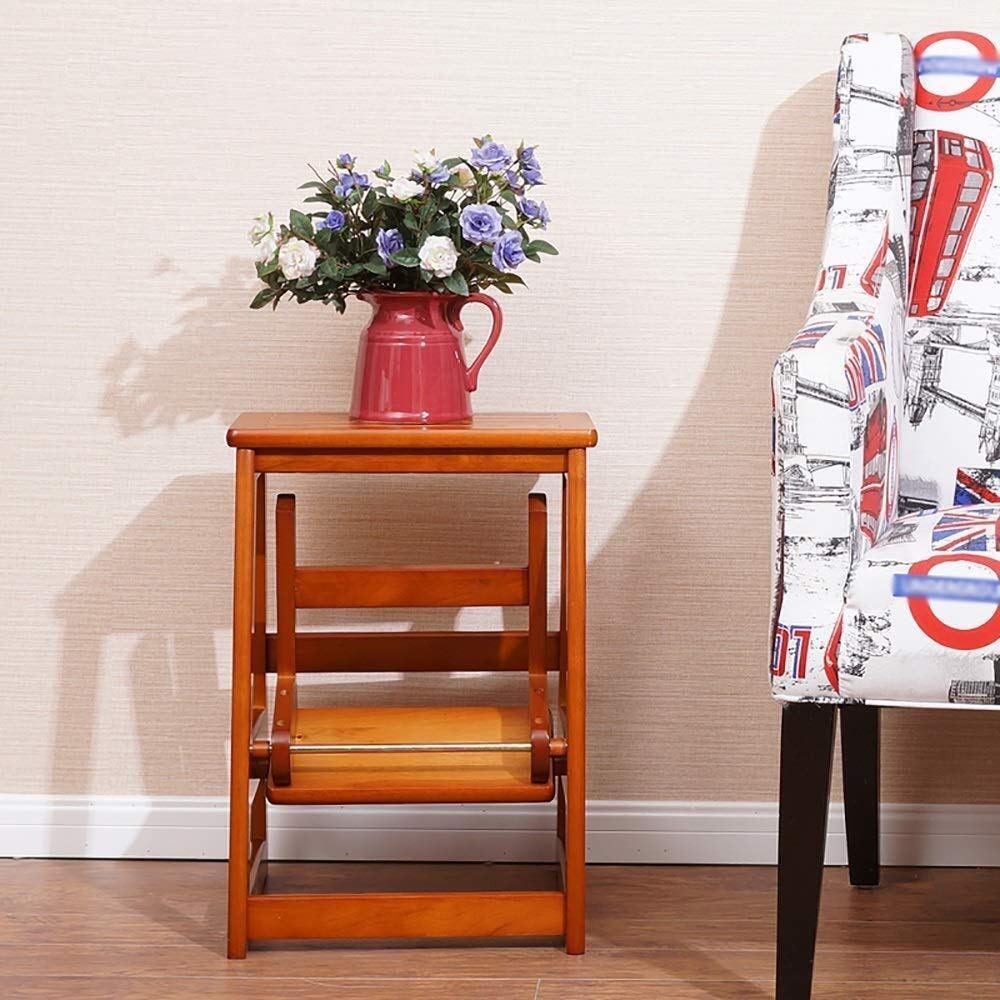 KAZUP 2-Step Wooden Folding Stool - Creative Multifunctional Ladder Step Stool for Home, Kitchen, Bathroom & Kids - Space-Saving & Durable (Color: A) - Perfect for Reaching High Shelves, Organizing & Child Safety