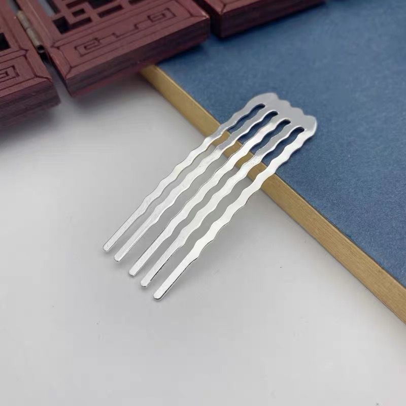 Elegant Wavy 5-Tooth Metal Hair Comb Base for DIY Hair Accessories | Non-Fading Gold & Silver Blanks | Perfect for Bridal Hairpieces, Cosplay Wigs & Handmade Jewelry Making