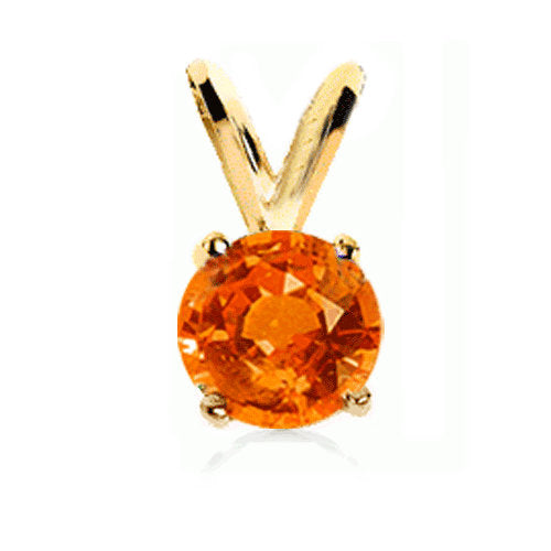 14K Solid White or Yellow Gold Natural Blue, Yellow, Padparadscha Sapphire 4mm Round Dangle Pendant Solitaire VS Clarity - Elegant Jewelry Gift for Women, Perfect for Weddings, Anniversaries & Special Occasions