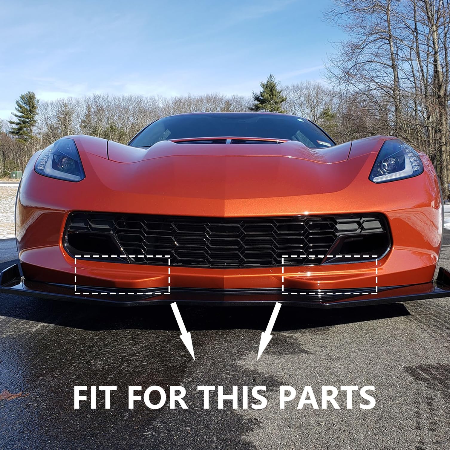 Carbon Fiber Front Bumper Trim Cover for Chevy Corvette C7 (2014-2019) | Bottom Corner Protector | Enhances Style & Protection | Perfect for Car Shows & Daily Driving