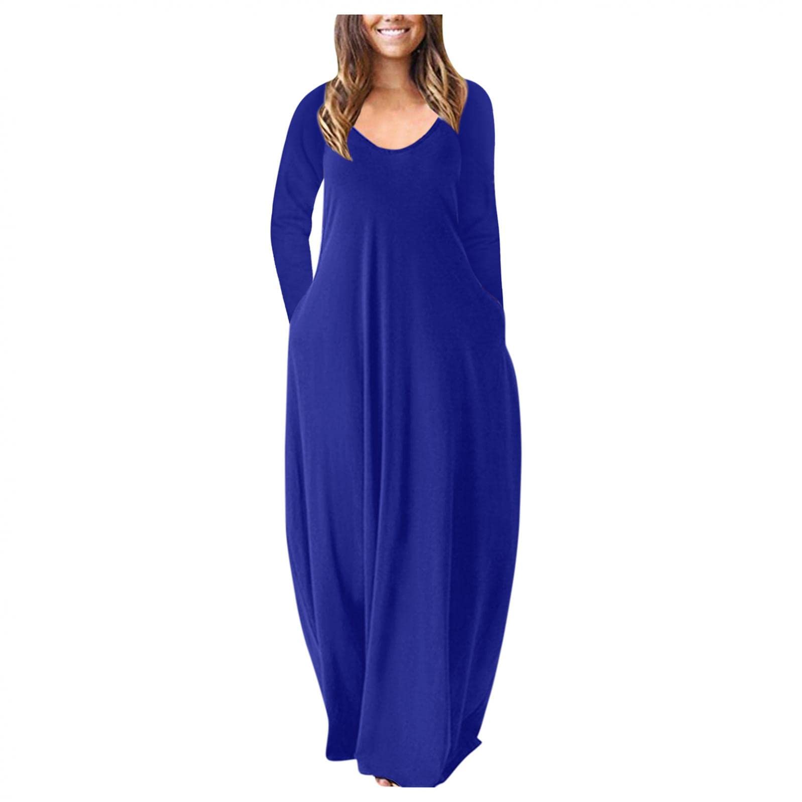 Oiumov Women's Casual Sexy Spaghetti Strap Maxi Dress - Summer Sleeveless Plus Size Long Cami Dress with Pockets | Beach Vacation, Date Night, Party Wear