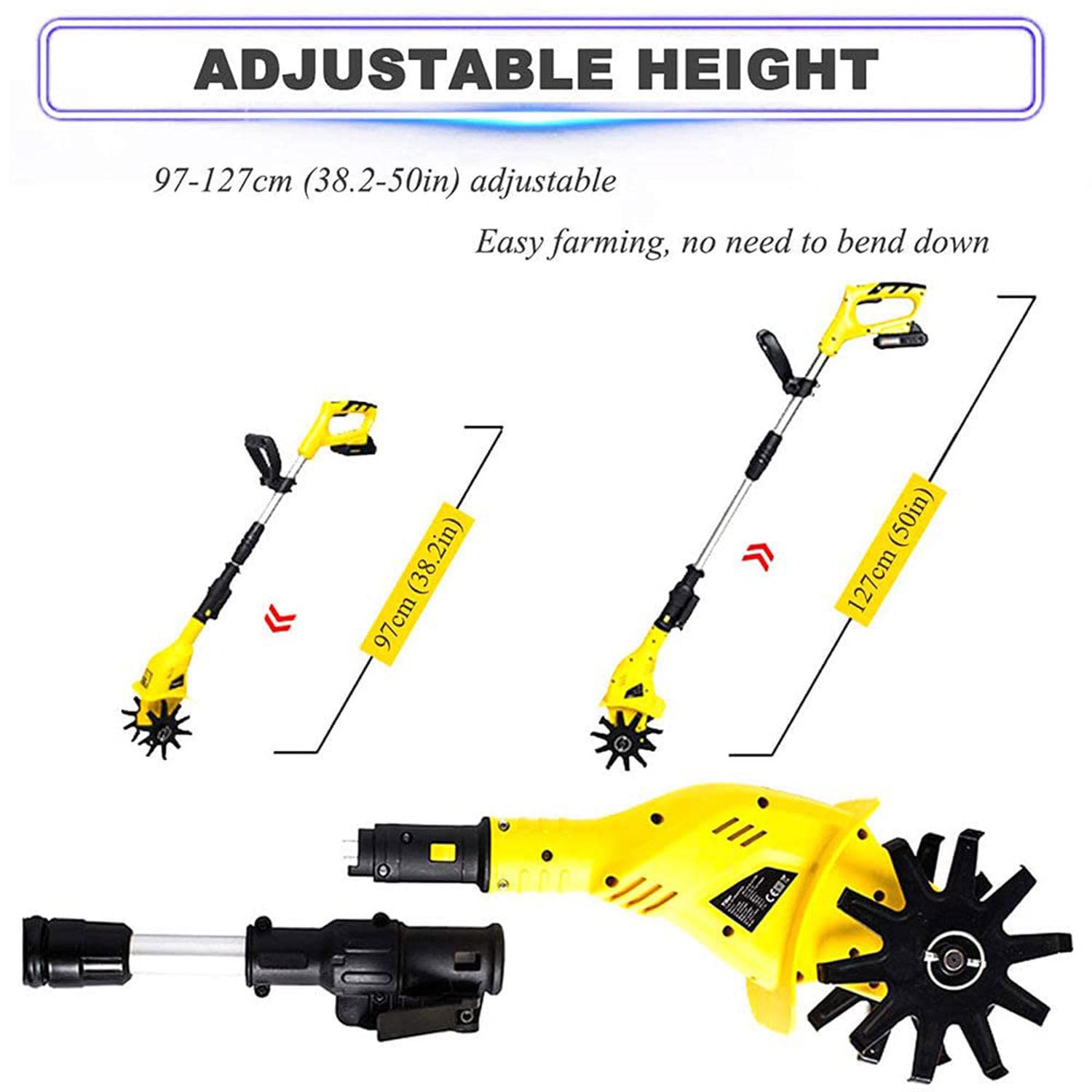 20V Cordless Electric Garden Tiller - Rechargeable Lithium Battery Hand Cultivator for Soil, Vegetable Plots & Small Gardens | Portable Rotavator for Weeding, Planting & Landscaping (220V)