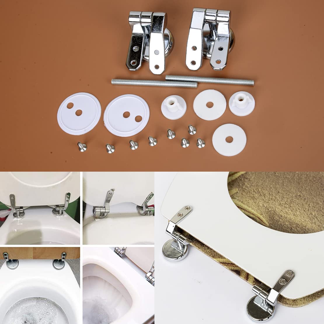 Stainless Steel Toilet Seat Hinges with Screws & Bolts - Durable Zinc Alloy Bathroom Hardware Replacement - Perfect for Home, Hotel & Commercial Restroom Upgrades