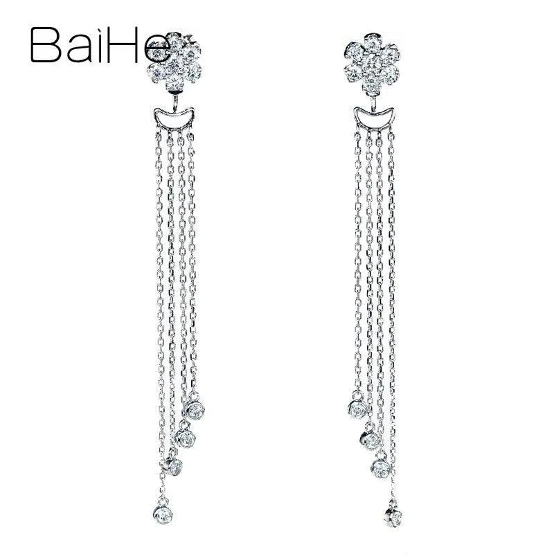 18K White Gold 0.98ct Natural Diamond Flower Stud Earrings for Women - H/SI Quality, Elegant Engagement Jewelry, Perfect for Weddings, Anniversaries & Special Occasions