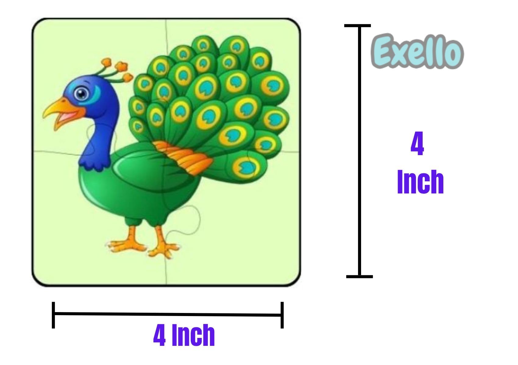 Exello 4-Piece Wooden Puzzle Set for Kids - 8 Pack Animal & Bird Jigsaw Puzzles (4x4 Inch) - Educational Toddler Learning Toys for Preschoolers - Perfect for Birthday Gifts, Classroom Activities & Family Game Night