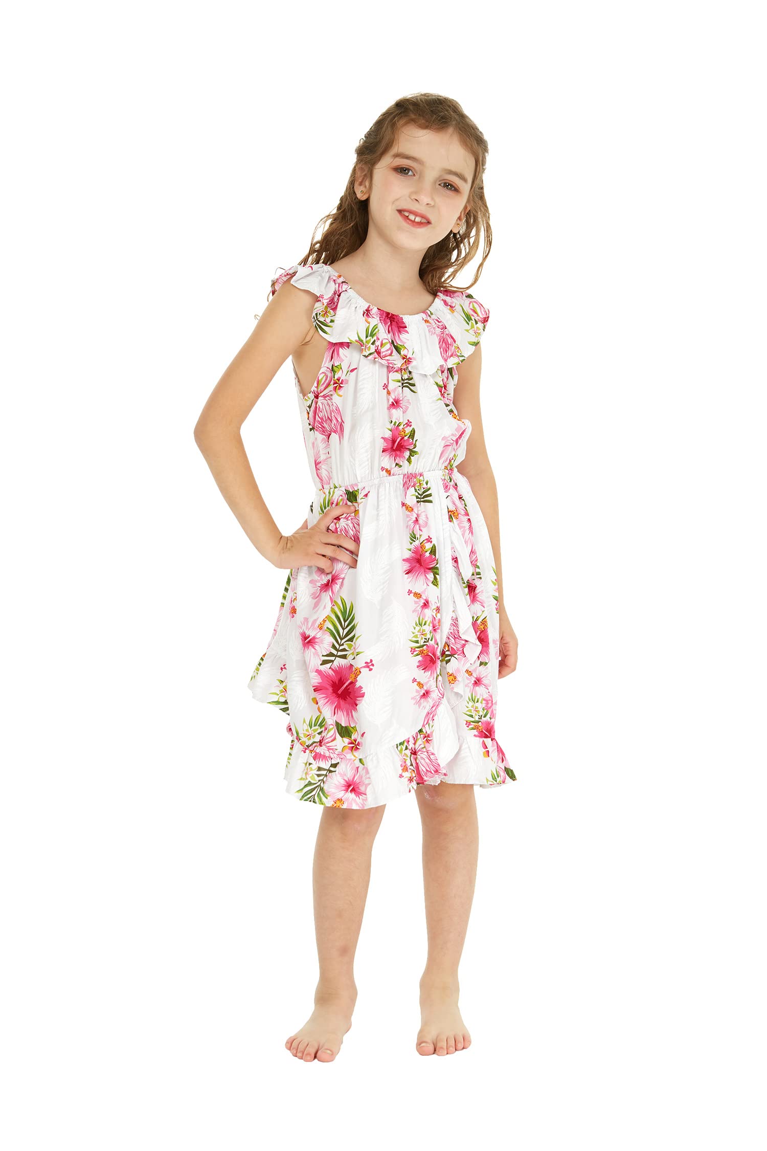 Girl's Ruffle Wrap Hawaiian Luau Dress - Beach Party & Summer Outfits