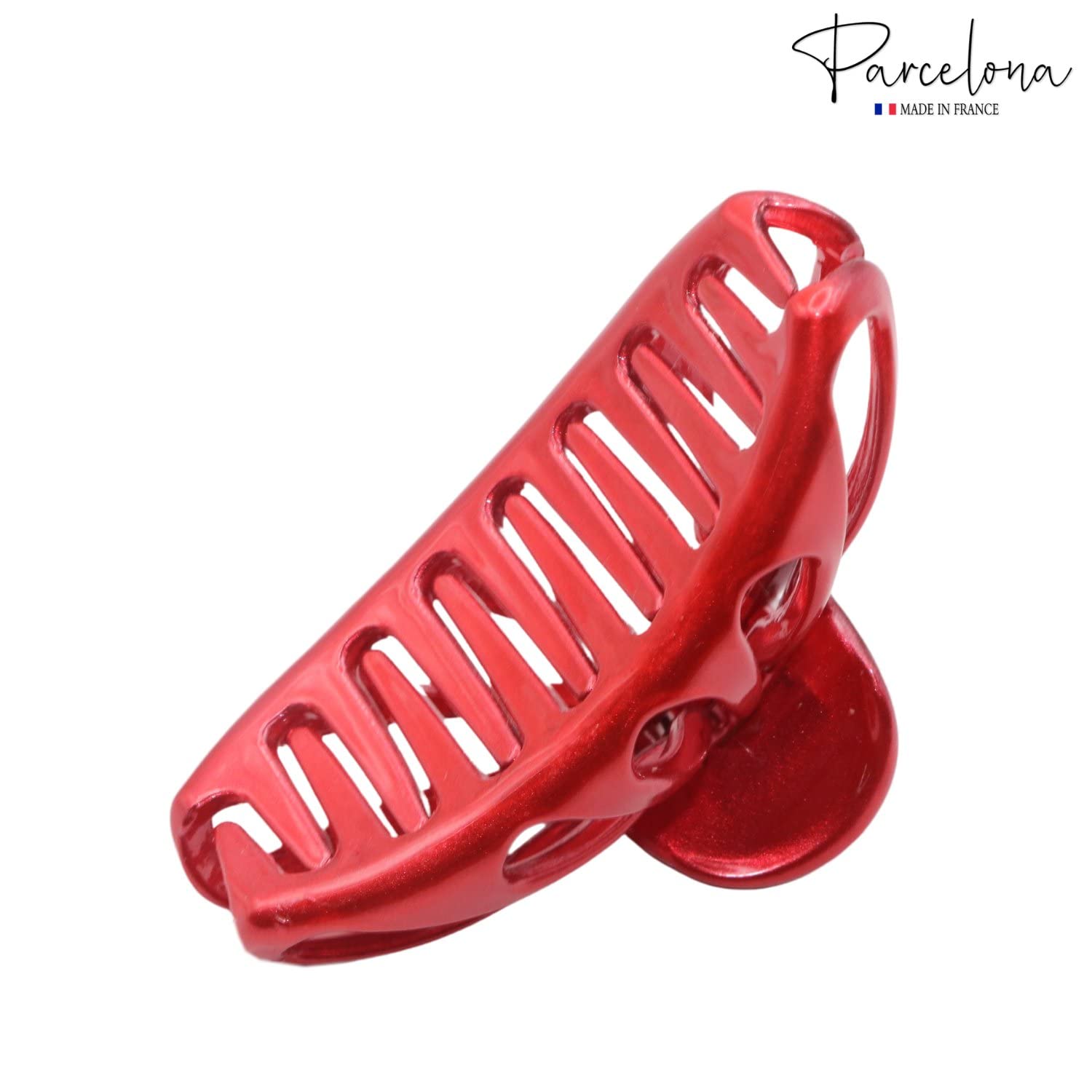 French Small Rain Drop Hair Claw Clip 2 3/4 Inches - Glossy Red Jaw Clip for Women & Girls - Perfect for Updos, Ponytails & Everyday Hairstyles