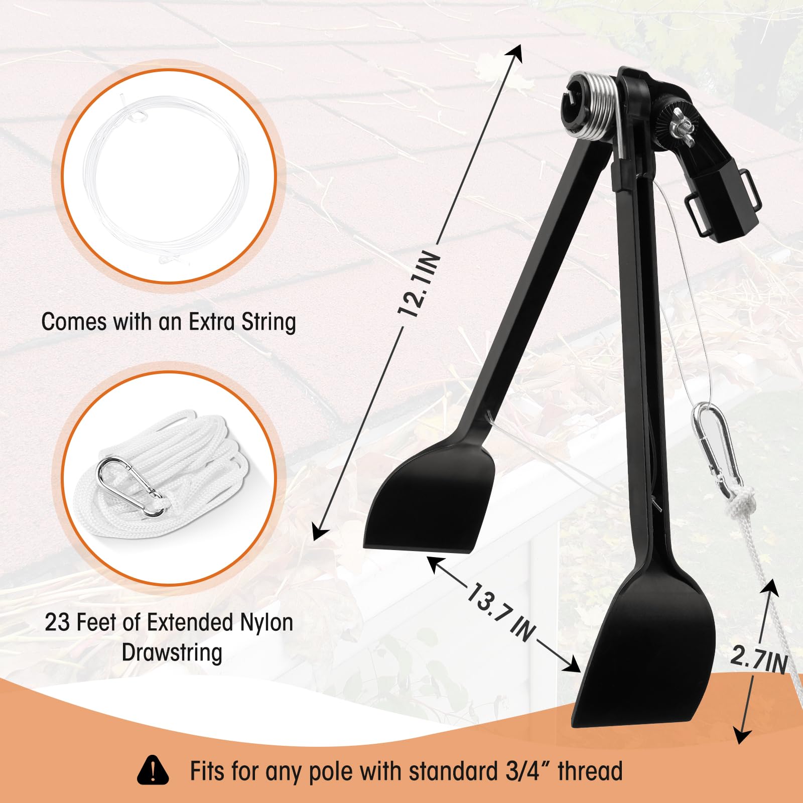 Best Gutter Cleaning Tools from the Ground - Easy DIY Gutter Cleaner Kit for Homeowners (Pole Not Included) - Perfect for Roof Maintenance & Downspout Cleaning
