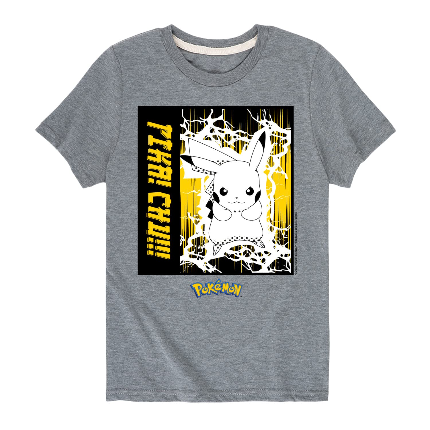 Pokémon Anime Lightning Scene Youth Short Sleeve Graphic T-Shirt - Hybrid Apparel - Perfect for Cosplay, Anime Conventions & Casual Wear