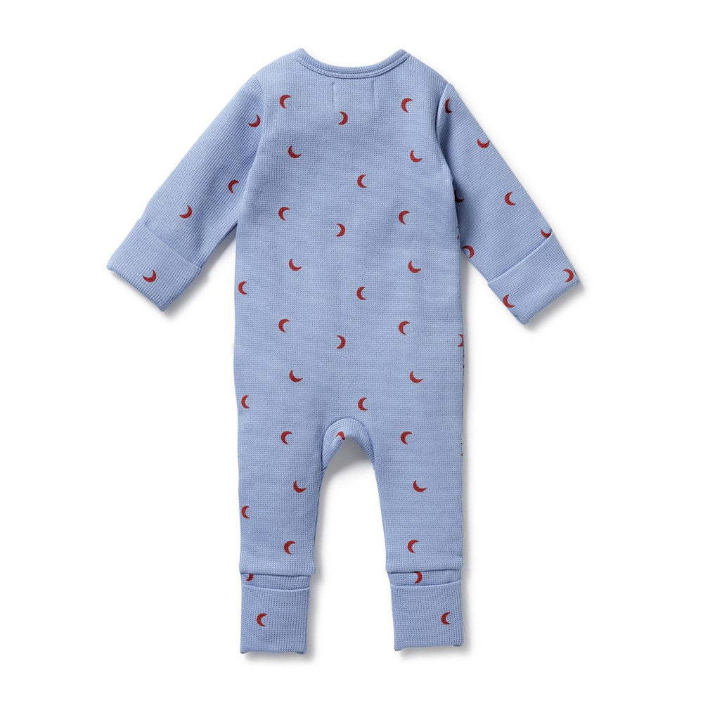 Hey Moon Organic Cotton Waffle Knit Baby Zipsuit - Soft & Breathable One-Piece for Newborns & Infants | Perfect for Playtime, Naptime & Daily Comfort