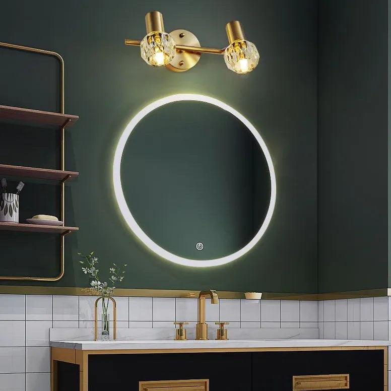 Modern Crystal Gold Bathroom Wall Lights - Elegant Vanity Sconces for Bathroom, Powder Room & Spa Lighting - Perfect for Home Decor and Relaxation
