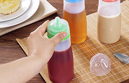 Zollyss 2-Pack 400ml Plastic Squeeze Bottles for Kitchen - Condiment Dispenser for Sauce, Vinegar, Oil & Ketchup (Multicolor) - Perfect for Restaurants, BBQs & Home Cooking