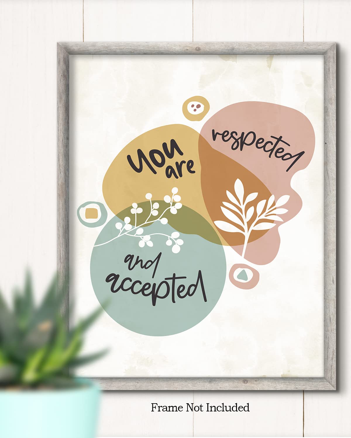 Govivo School Psychologist Office Decor - Mental Health Wall Art Print 'You Are Respected & Accepted' - 8x10 Unframed Counseling Poster for Classroom, Teacher Supplies, Therapy Room Aesthetic - Perfect for Schools, Counseling Centers & Mental Health Awareness Spaces