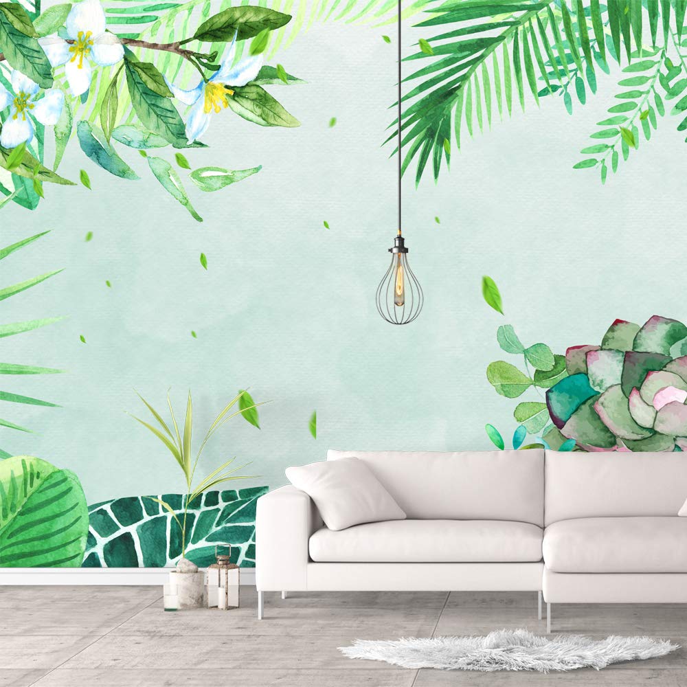 Green Plants & Animals Removable Wallpaper - Peel and Stick Wall Mural for Bedroom Decor (66x96 inches) - Perfect for Nursery, Kids Room, Dorm or Home Office