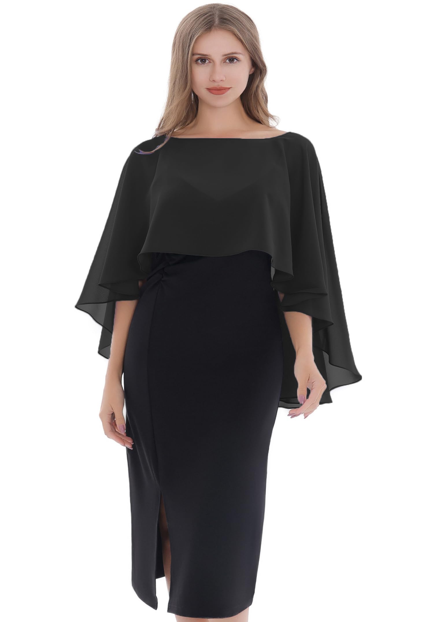 Elegant Women's Chiffon Capelet Shawl - Soft Bridesmaid Wrap for Evening Dresses & Wedding Cover Up | Perfect for Formal Events, Date Nights & Special Occasions