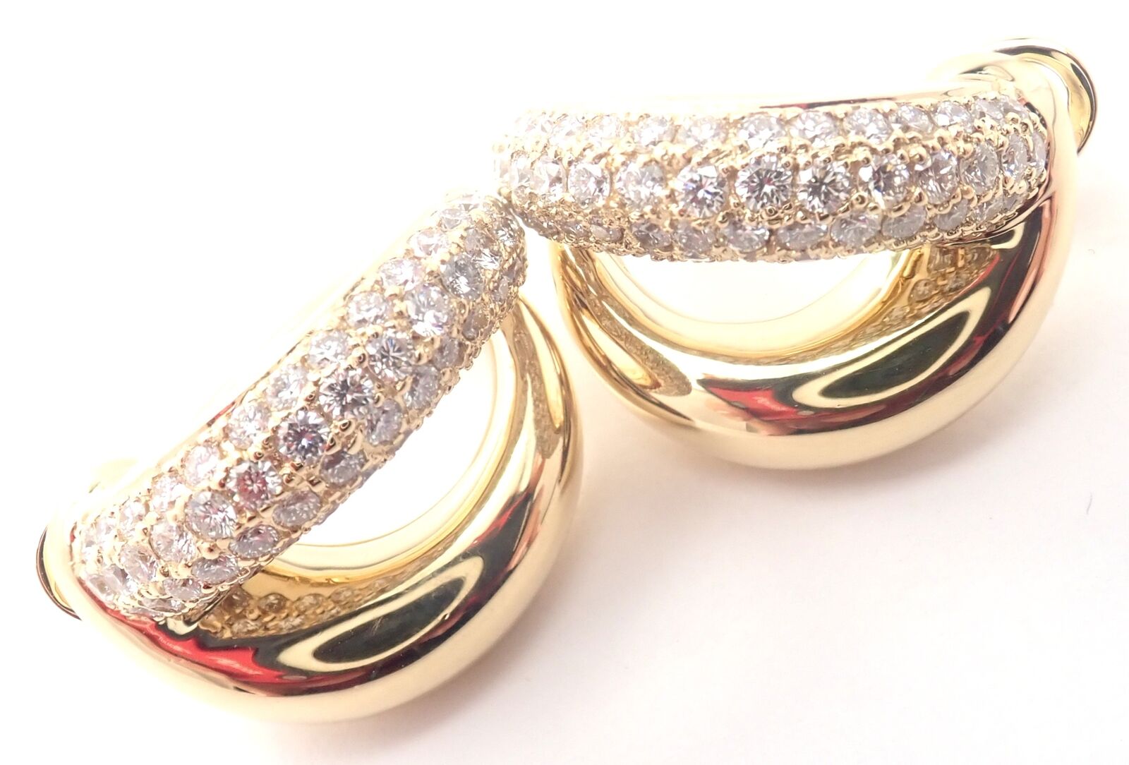 Authentic Mauboussin Paris 18K Yellow Gold Diamond Double Hoop Earrings for Women - Luxury French Jewelry for Parties, Weddings & Special Occasions
