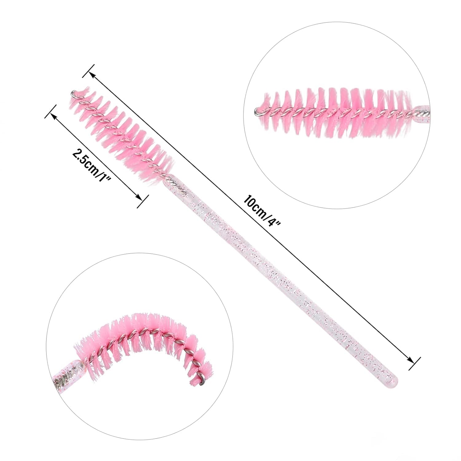 VOIISH 50 Pcs Disposable Mascara Wands - Eyelash Extension Brushes for Professional Makeup Artists - Crystal Light Pink Lash Applicator Tools (Perfect for Salon, DIY Lash Extensions & At-Home Beauty)