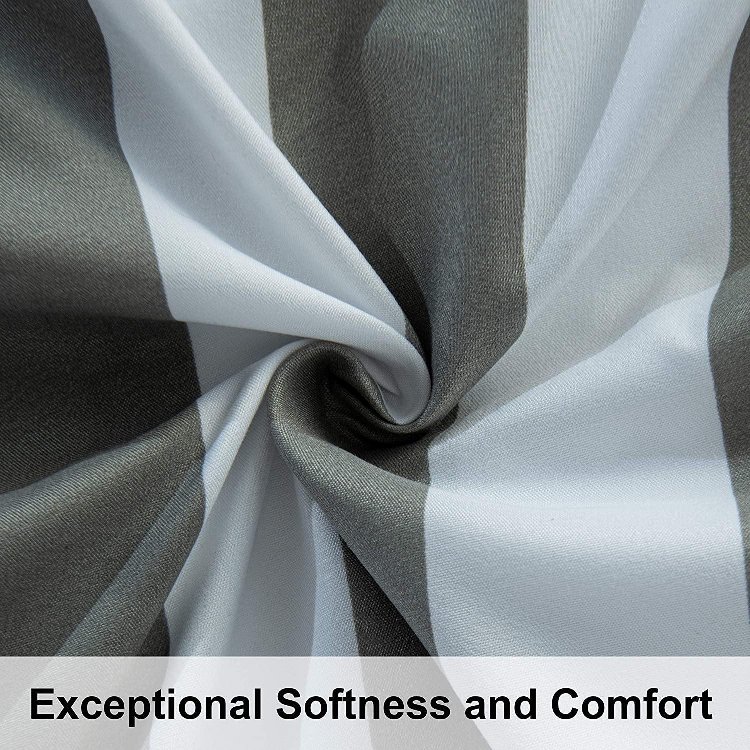 NTBAY 3-Piece Microfiber Duvet Cover Set - Smoke Gray & White Striped Pattern - Soft, Breathable & Wrinkle-Resistant - Perfect for Bedroom, Guest Room & Dorm Decor