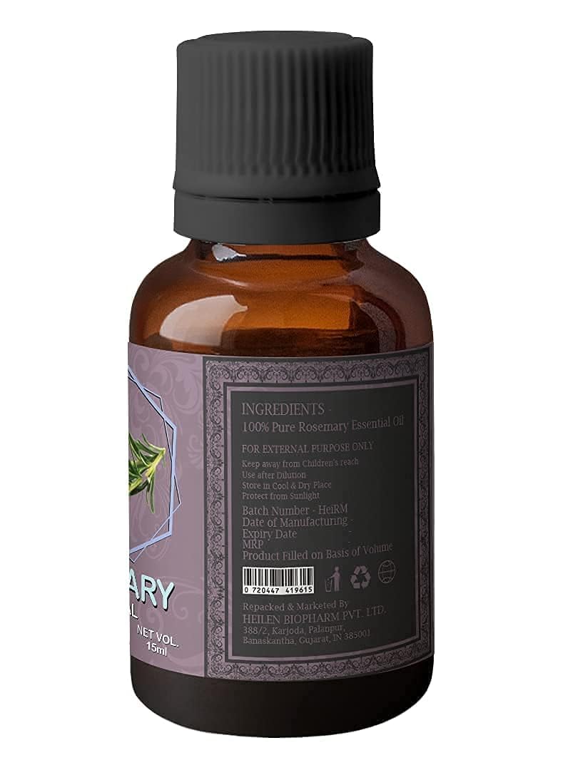 Organic Rosemary Essential Oil for Skin & Hair Care - 100% Pure Natural Aromatherapy Oil, 15ml - Perfect for Massage, Diffuser & DIY Beauty Products