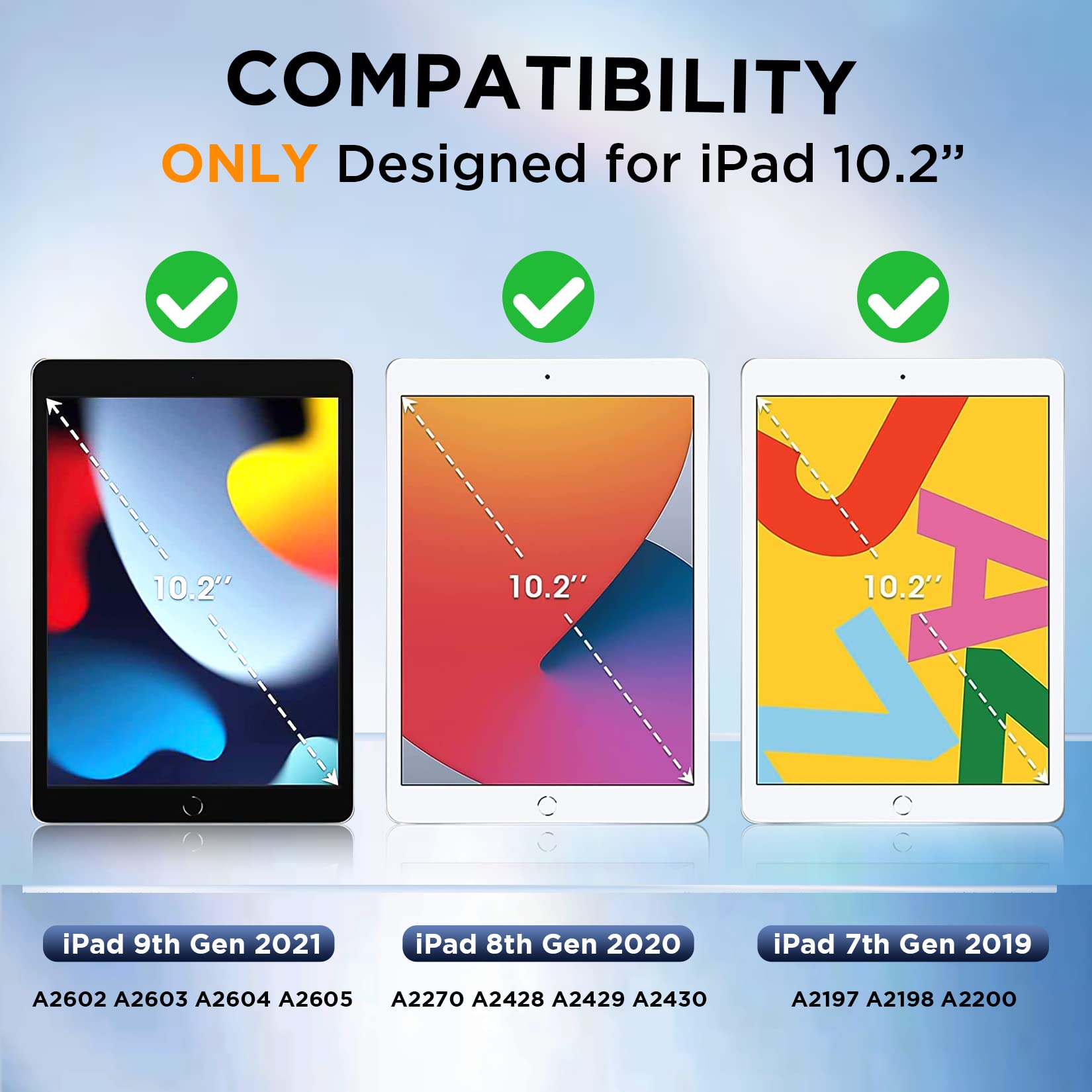 Military Grade Shockproof iPad Case for iPad 9th/8th/7th Gen (2021/2020/2019) 10.2 Inch - IP68 Waterproof, Drop Proof Protection with Built-in Screen Protector, Stand & Hand Strap - Perfect for Outdoor Adventures, Travel & Daily Commuting