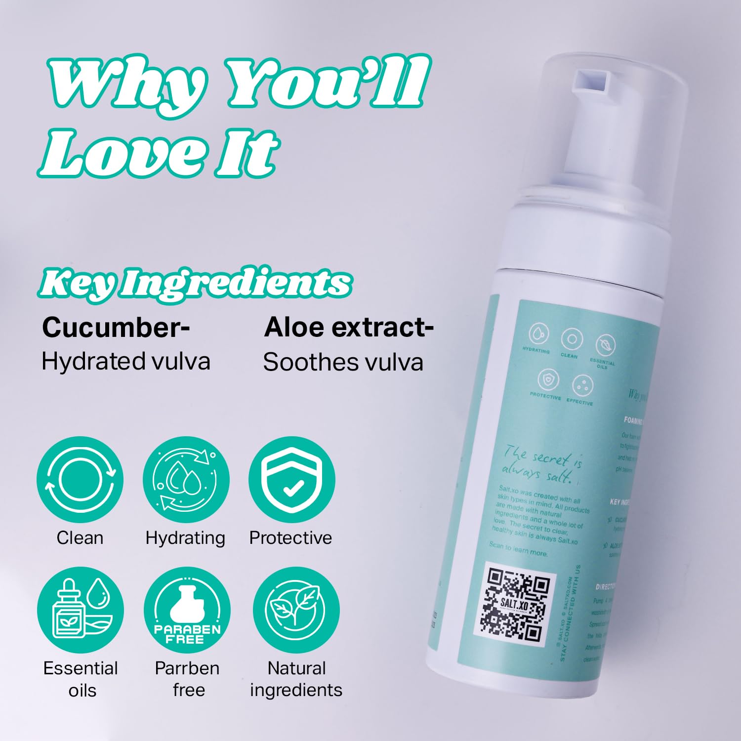 Foaming Yoni Wash for Women - pH Balanced Feminine Hygiene with Aloe & Cucumber | Soothing Intimate Care | Cruelty-Free, Paraben-Free V Wash (150ml) | Perfect for Daily Use & Post-Workout Freshness