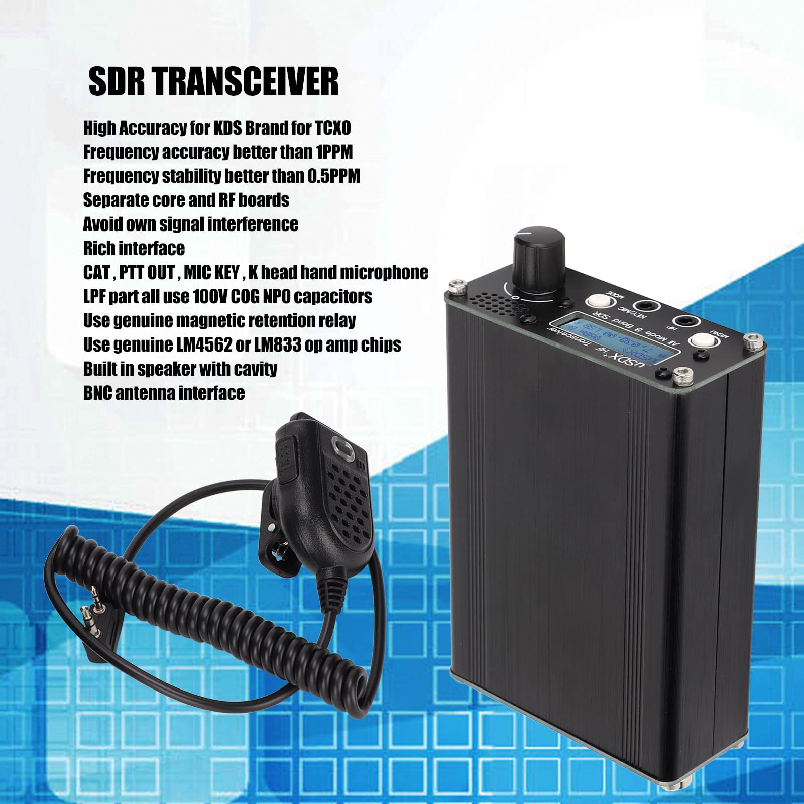 USDR USDX SDR Transceiver - 8 Band Full Mode HF SSB QRP Radio Transceiver for Amateur Radio, Signal Receiving & Emergency Communication | Portable Ham Radio for Field Operations, Camping & Disaster Preparedness