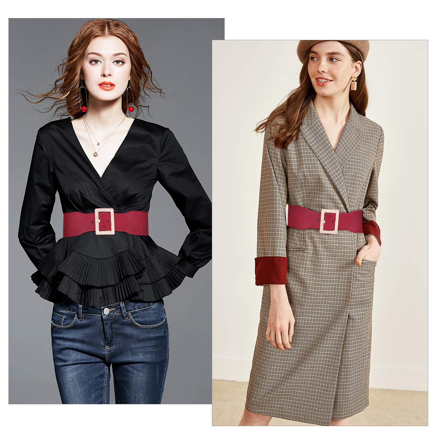 Vintage Stretch Elastic Waist Belt for Women - Adjustable Dress Belt with Metal Buckle | Perfect for Dresses, Skirts, Santa Costumes & Retro Fashion Outfits