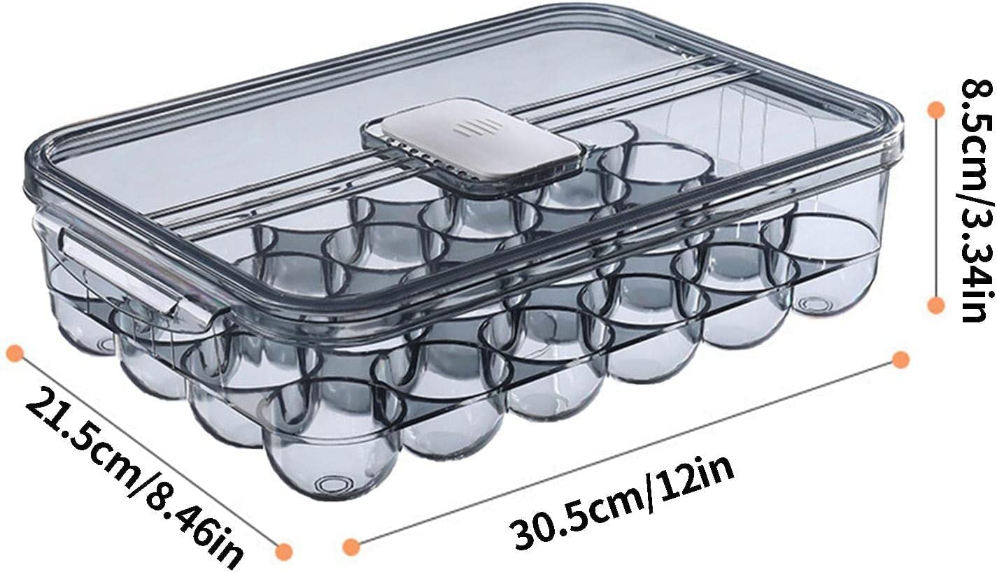 Istara 24 Grid Acrylic Egg Storage Box with Freshness Timer - Transparent Refrigerator Egg Crisper Drawer for Kitchen Organization | Perfect for Storing Eggs, Meal Prep & Refrigerator Storage