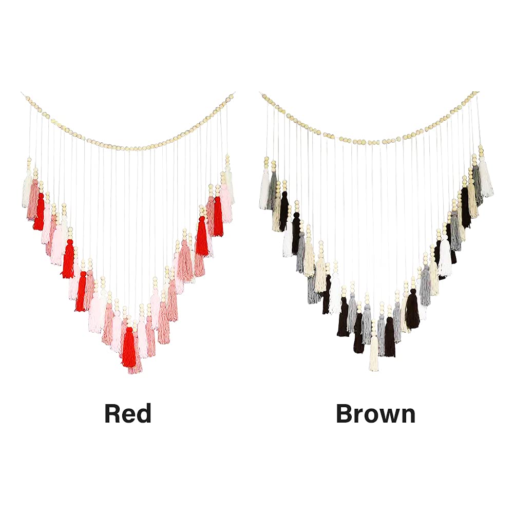 Bohemian Macrame Wall Hanging with Wood Beads - Home Decor for Bedroom & Living Room
