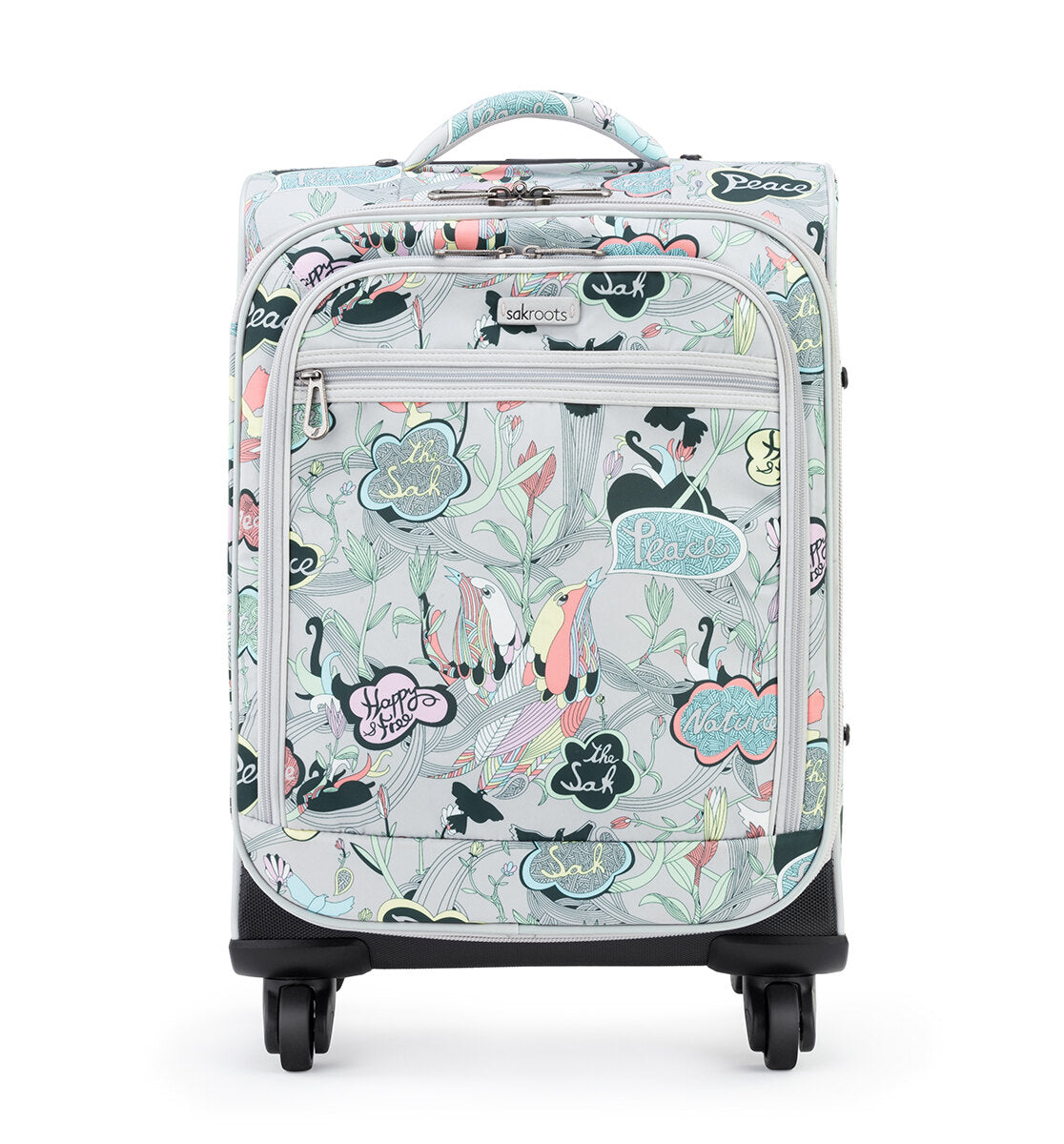 Eco Twill - Light Grey Peace Print