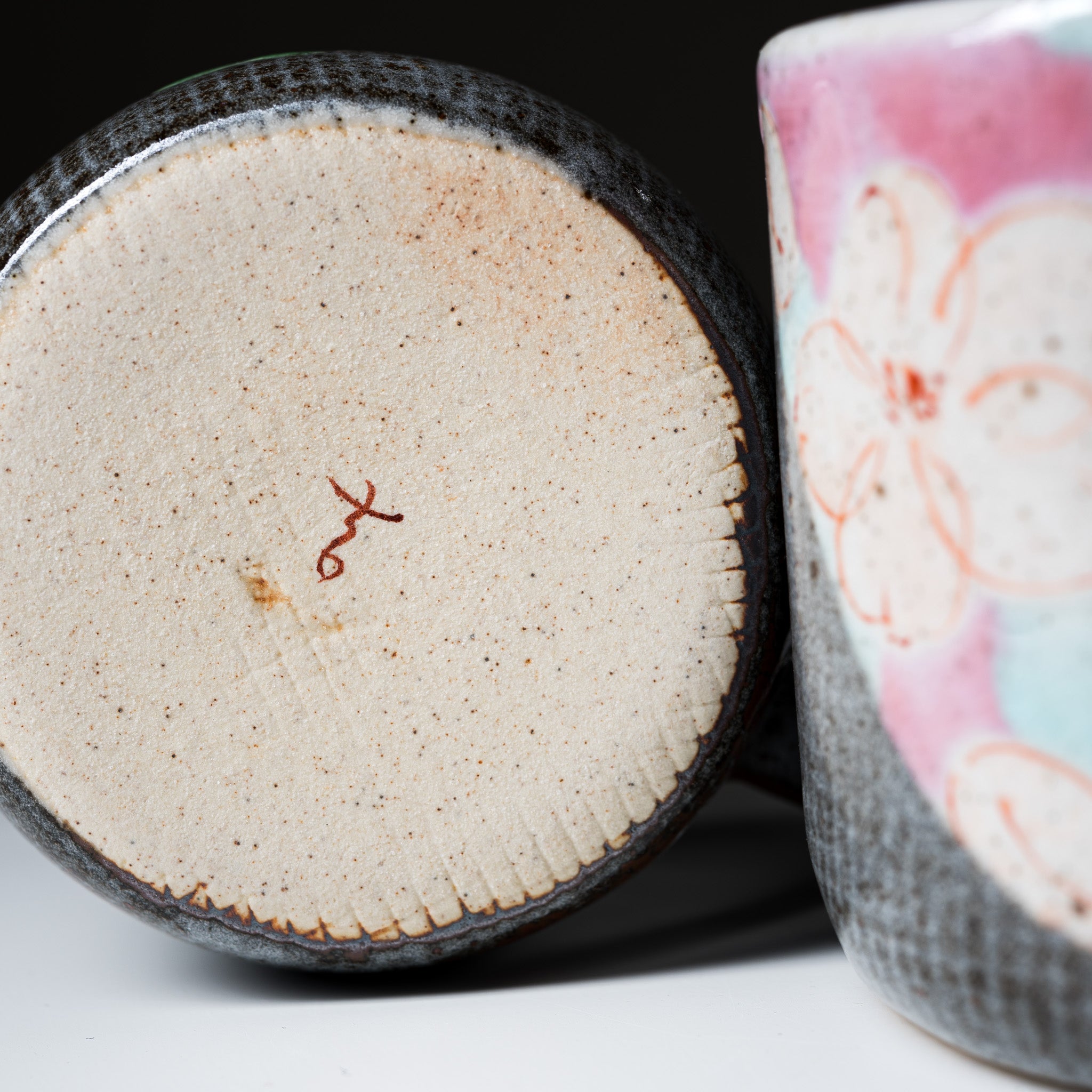 Kutani Ware Pair Mug Cup - Handcrafted Japanese Ceramic Flower Design Coffee Cups for Couples, Perfect for Romantic Breakfast & Tea Time