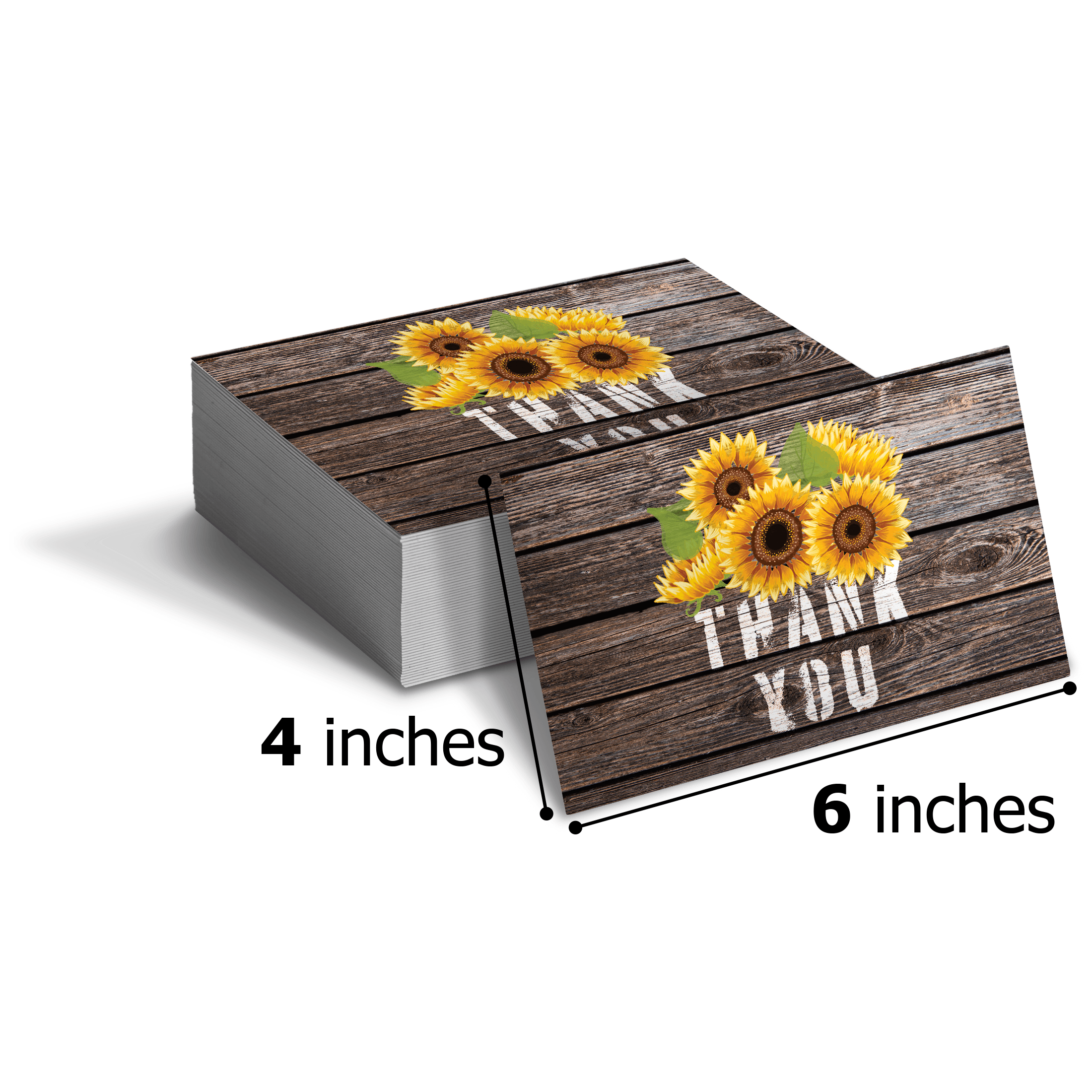 Sunflower Greeting Cards - Bulk Pack of 50 Blank Floral Note Cards with Envelopes for Thank You Notes, Birthday Wishes, Wedding Invitations & Home Decor