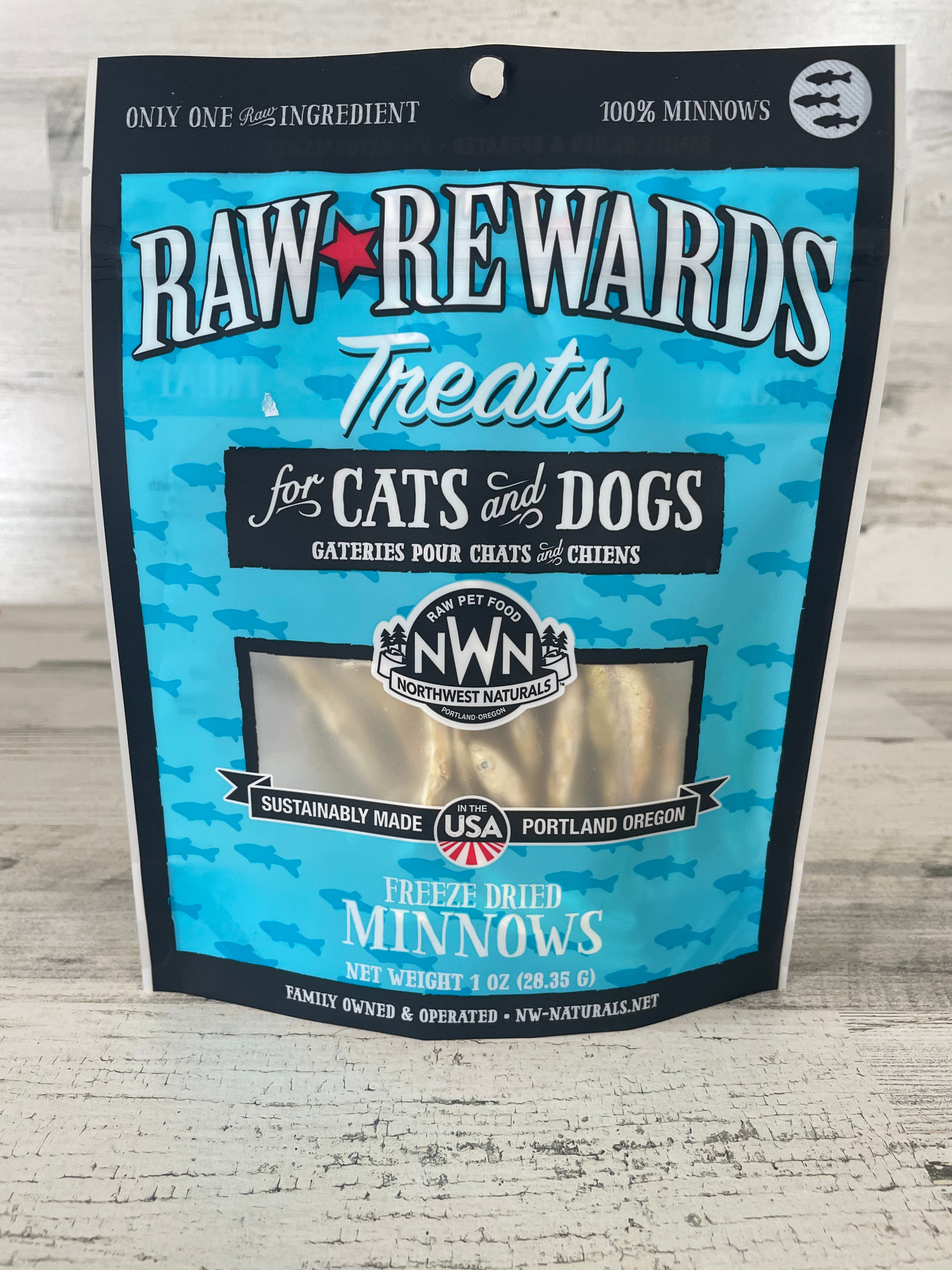 Northwest Naturals Raw Rewards Freeze Dried Minnows 1oz - All Natural Dog & Cat Treats for Training, Rewards & Dental Health - Perfect for Pet Snacks & Outdoor Adventures